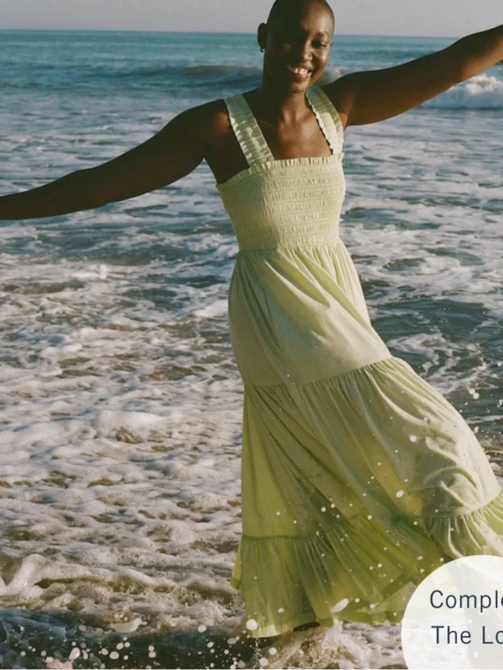 Abercrombie & Fitch Smocked Maxi Dress with Ruffle Straps Square Neck Green